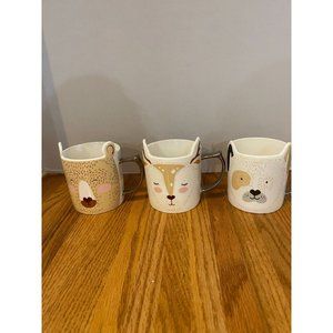 A Set of Three Rosanna Mugs -Bear, Puppy Dog, Deer with Ears and Silver Handles